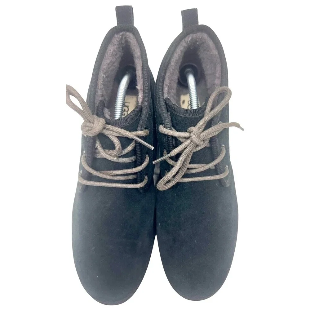 UGG Nealand Boots Black Suede Shearling Lined Lug Chukka Vibram Winter, Men's 13